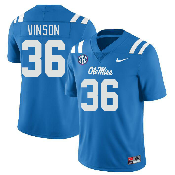 Ole Miss Rebels #36 Rayf Vinson College Football Jerseyes Stitched Sale-Powder Blue